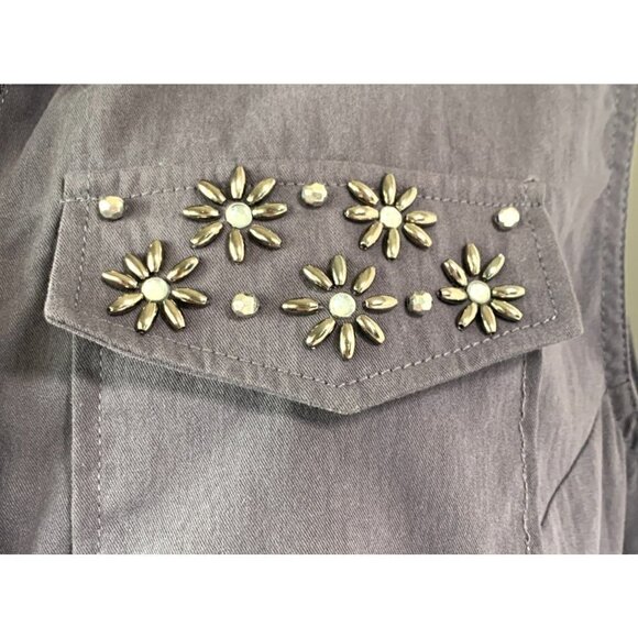 Forever 21 Sleeveless Embellished Jacket - Charcoal/Gunmetal, Size Medium NWT - Picture 3 of 11